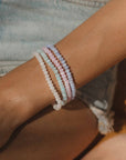 Pineapple Island Momi Mother of Pearl Elasticated Bracelet - Pale Blue