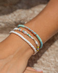 Pineapple Island Kailua Beach Bracelet Set - Pink/White/Blue/Green