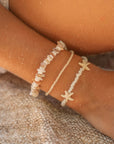 Pineapple Island Alona Beach Shell Bracelet Set - Cream