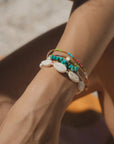 Pineapple Island Halcyon Turquoise and Shell Bracelet Trio Set - White/Turquoise/Multi