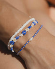 Pineapple Island Forget Me Not Bracelet Trio Set - Blue/White