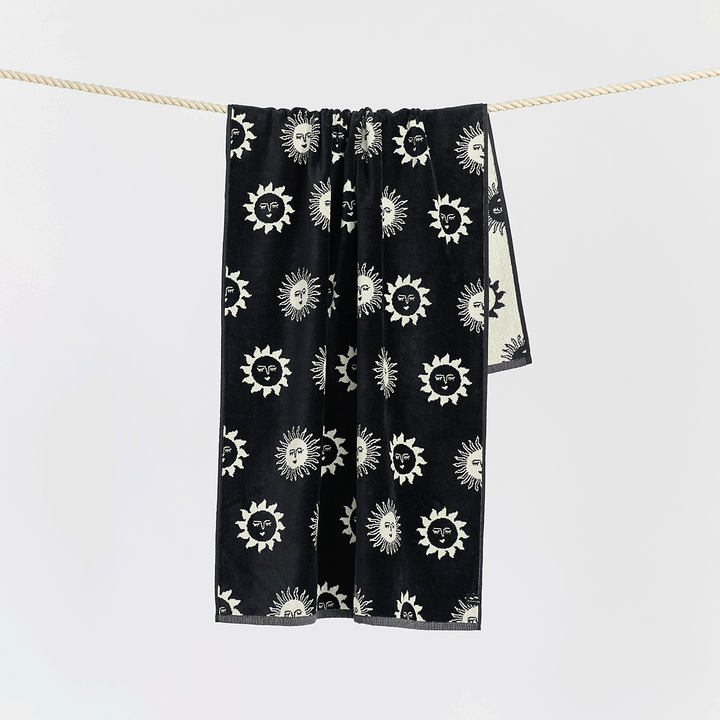 Slowtide Sunburn Premium Woven Towel - Black - ManGo Surfing