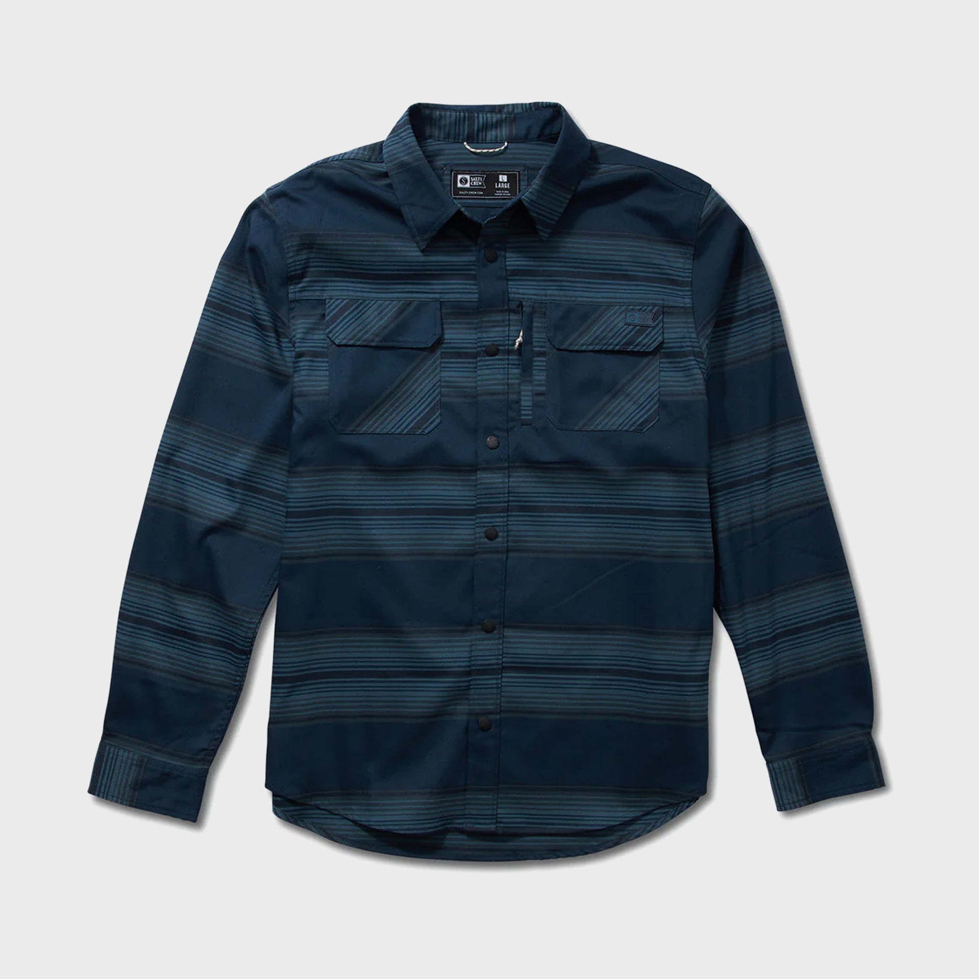 Salty Crew Mens Fathom Long Sleeve Tech Flannel Shirt - Dark Slate - ManGo Surfing