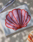 Pineapple Island Small Shell Beaded Pouch - Pink/White