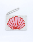 Pineapple Island Small Shell Beaded Pouch - Pink/White