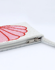 Pineapple Island Small Shell Beaded Pouch - Pink/White