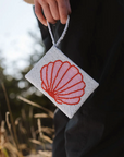 Pineapple Island Small Shell Beaded Pouch - Pink/White