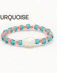 Pineapple Mutiara Stretchy Pearl Bead Rings - Multi colours