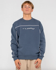 Rusty Mens Trigger Crew Fleece Sweatshirt - Atlantic Blue