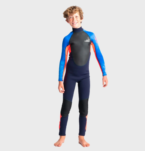 C-Skins Element 3/2 Junior Kids Wetsuit - Slate Navy/Flo Red/Blue Tie Dye - ManGo Surfing