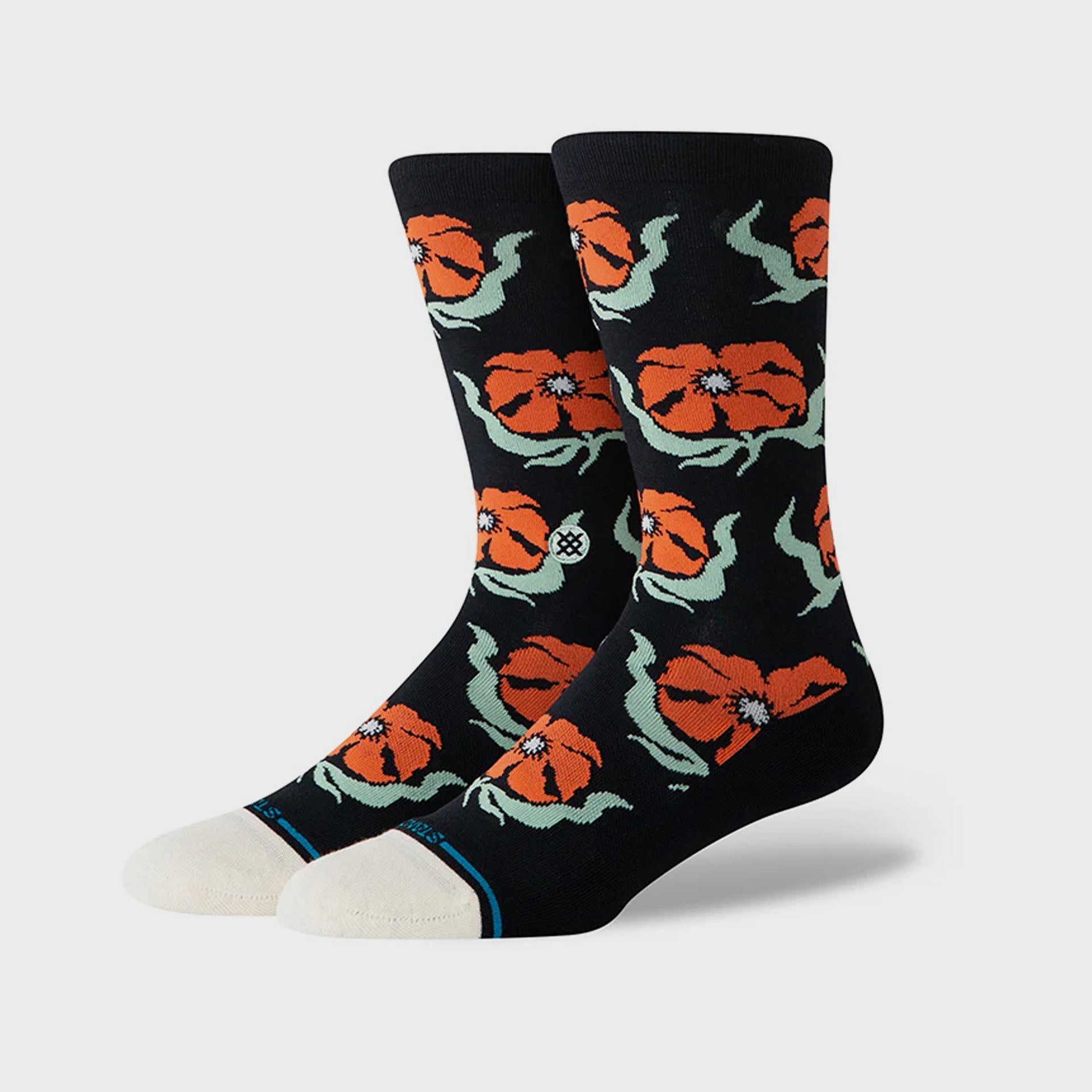 Stance Broadcast Floral Crew Socks - Black - ManGo Surfing