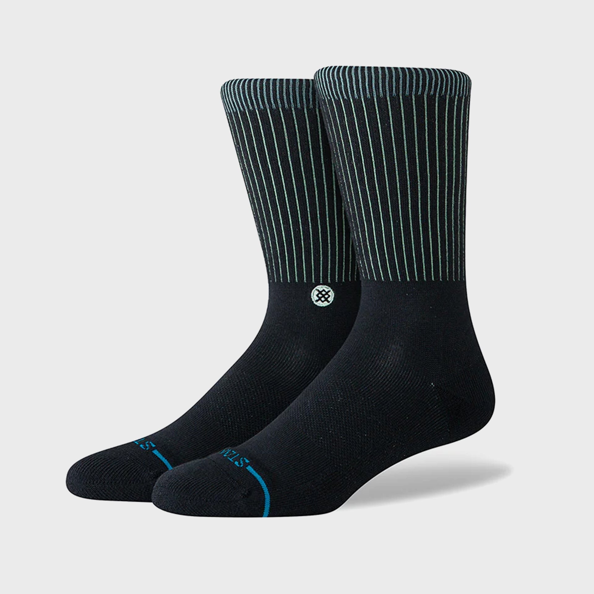 Stance Icon Pop Crew Socks - Black Teal - ManGo Surfing