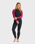 C-Skins Surflite 4/3 Women's Back Zip Wetsuit - Raven Black/Wine/White - ManGo Surfing