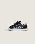 Vans Toddler Old Skool V Checkerboard Shoes - Black/Blue - ManGo Surfing