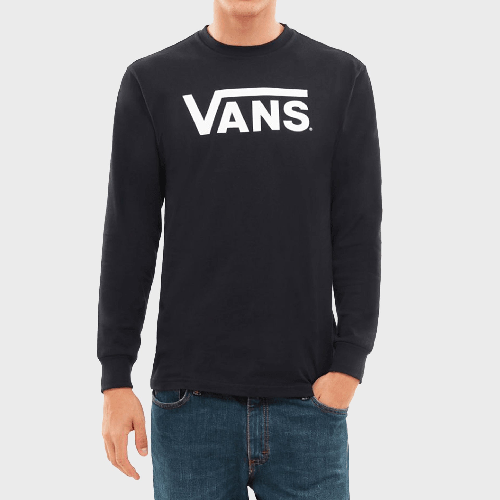 Vans Classic Mens Long Sleeve T Shirt Black White ManGo Surfing