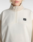 Vans Womens Colorblock Half Zip Mock Neck Sweatshirt - Marshmallow/Oatmeal - ManGo Surfing