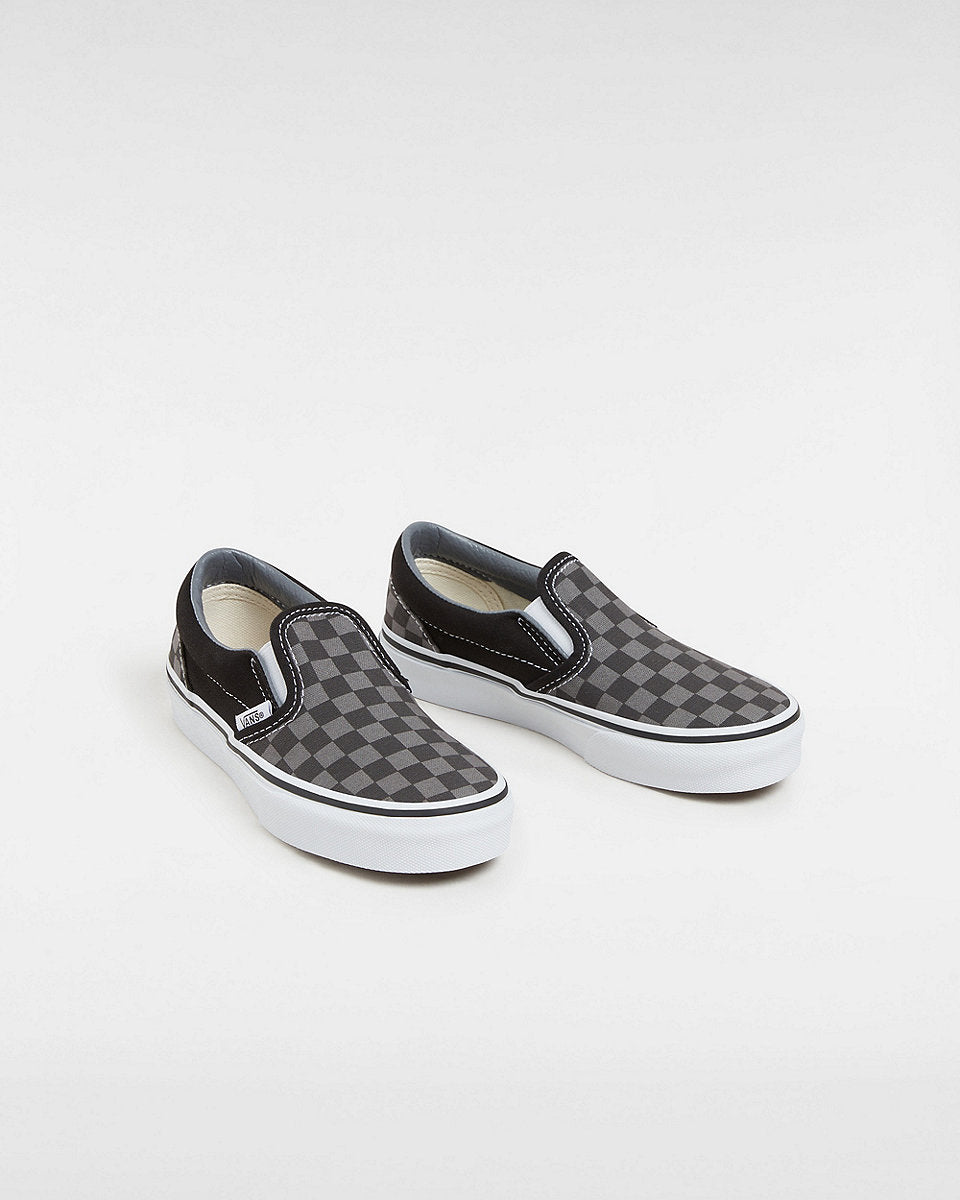 Vans Kids Checkerboard Classic Slip-On Shoes (4-8 years) - Black/Pewter - ManGo Surfing