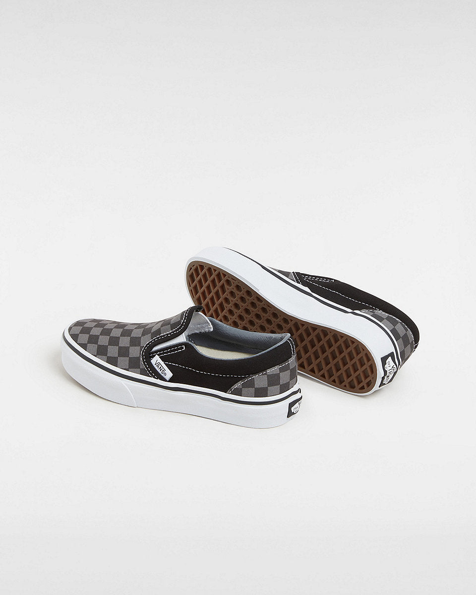 Vans Kids Checkerboard Classic Slip-On Shoes (4-8 years) - Black/Pewter - ManGo Surfing