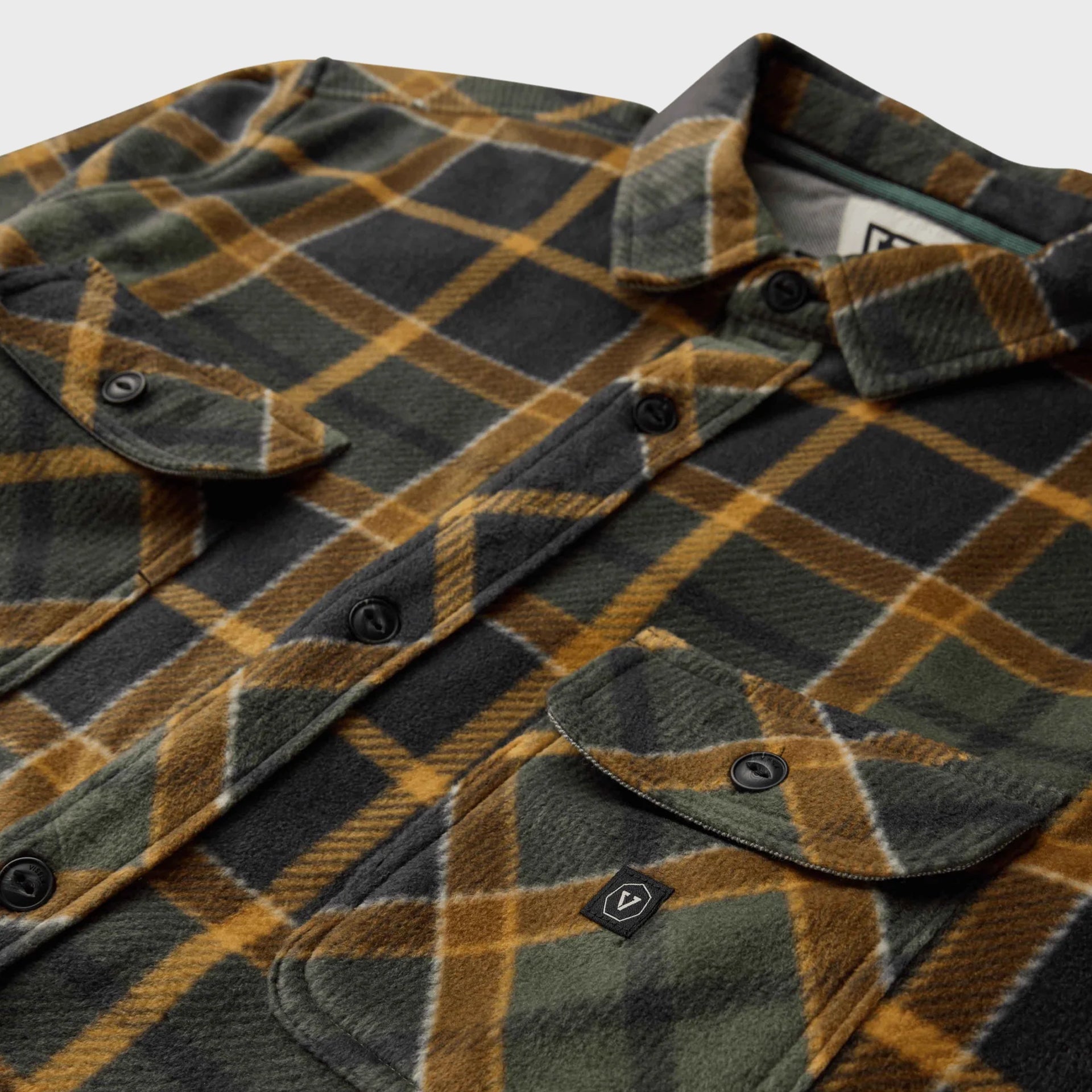 Vissla Mens Eco-zy Long Sleeve Polar Flannel Shirt - Dark Olive - ManGo Surfing