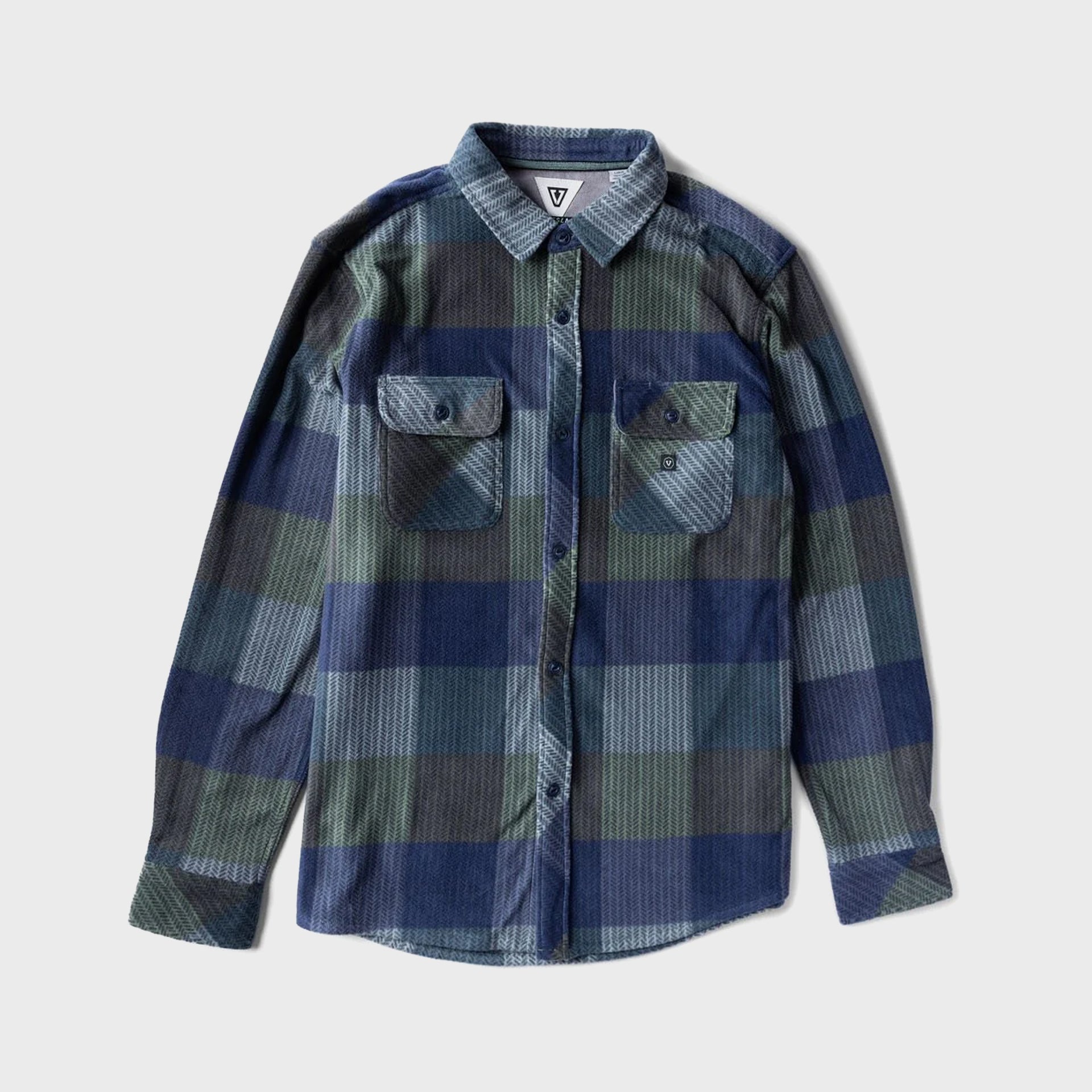 Vissla Mens Eco-zy Long Sleeve Polar Flannel Shirt - Dusty Green - ManGo Surfing