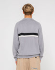 Rusty Mens White Lines 2.0 Crew Neck Knit - Stone Grey