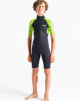 C-Skins Element 3/2 Junior Shortie Wetsuit - Anthracite/Lime Multi - ManGo Surfing