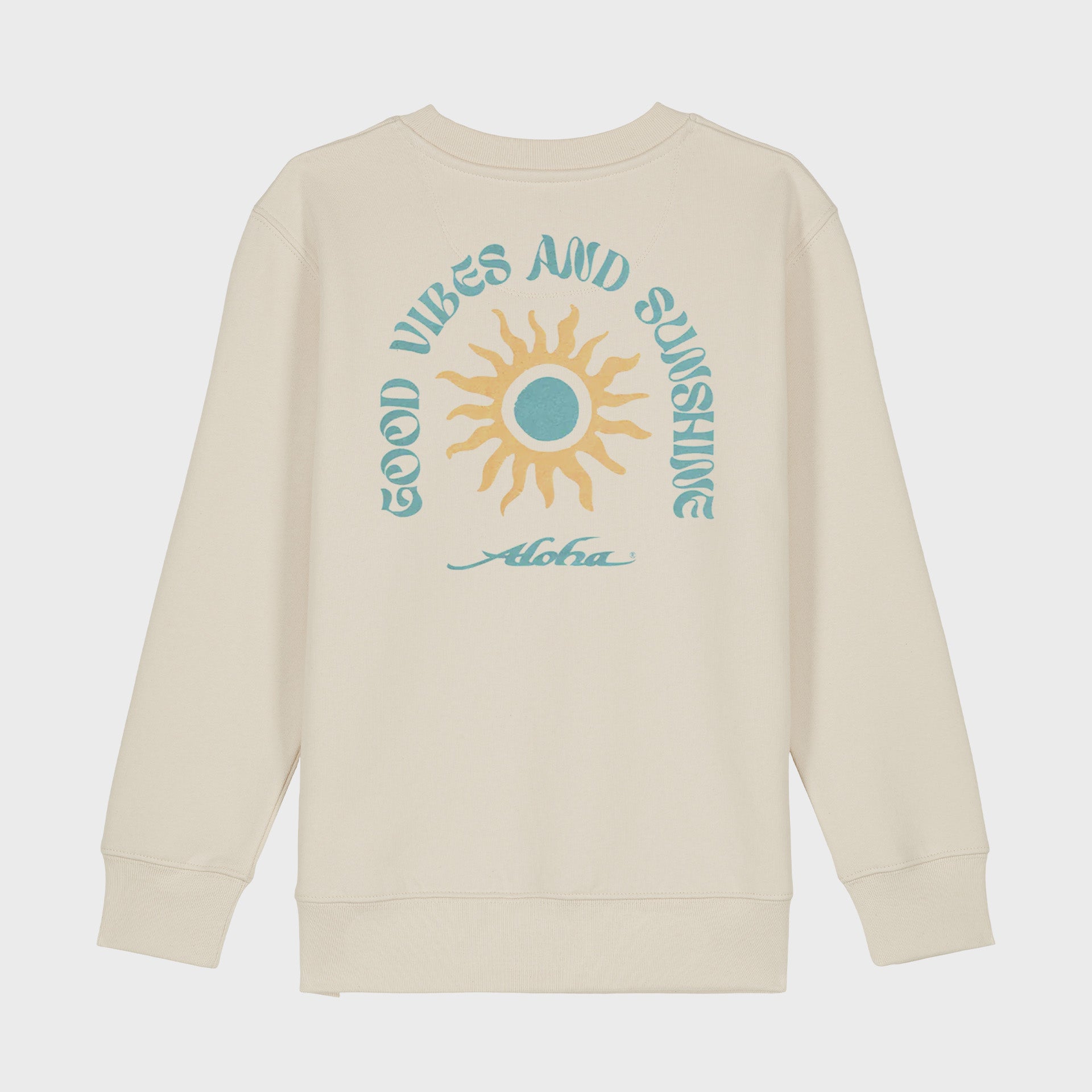 Aloha Kids Good Vibes Long Sleeve Crew Sweatshirt - Natural - ManGo Surfing