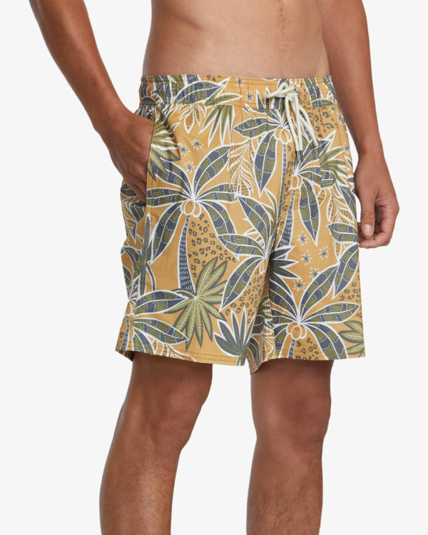 RVCA Mens Barnes Elastic 17" Swim Shorts - Camel - ManGo Surfing