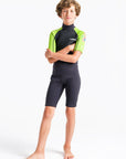 C-Skins Element 3/2 Junior Shortie Wetsuit - Anthracite/Lime Multi - ManGo Surfing
