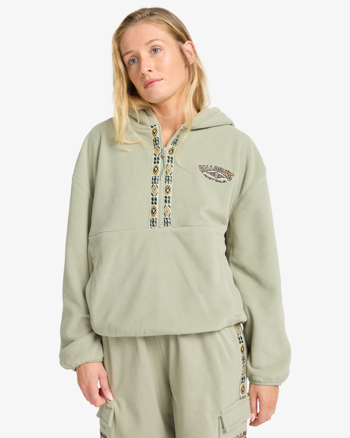 Billabong Womens Winter Camp Half-Zip Hoodie - Seagrass - ManGo Surfing