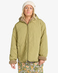 Billabong Womens Oceanside Hooded Reversible Jacket - Green Tea - ManGo Surfing