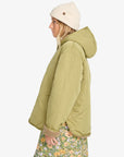 Billabong Womens Oceanside Hooded Reversible Jacket - Green Tea - ManGo Surfing