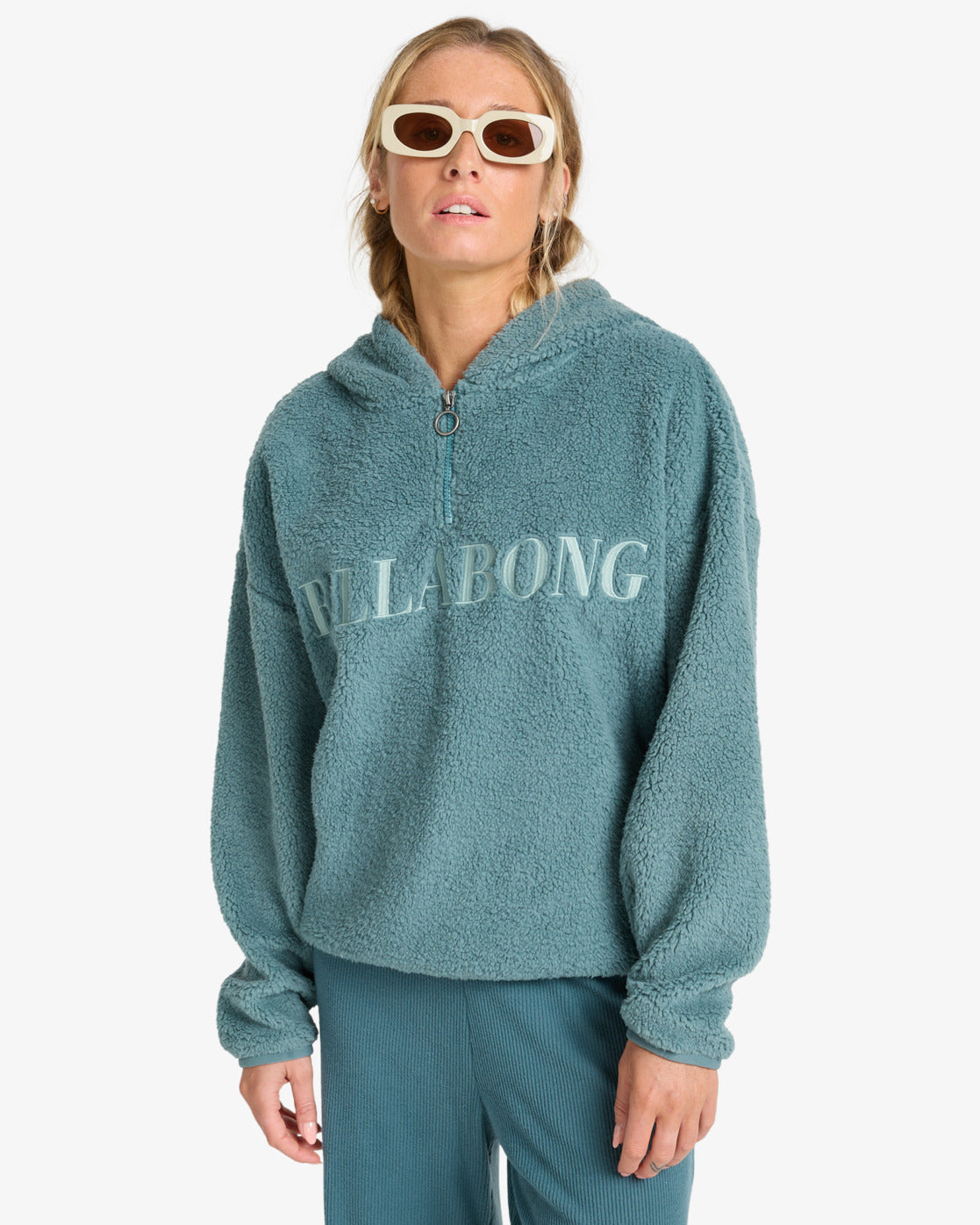 Billabong Womens Ready To Go Polar Fleece Hoodie - Slate Blue - ManGo Surfing