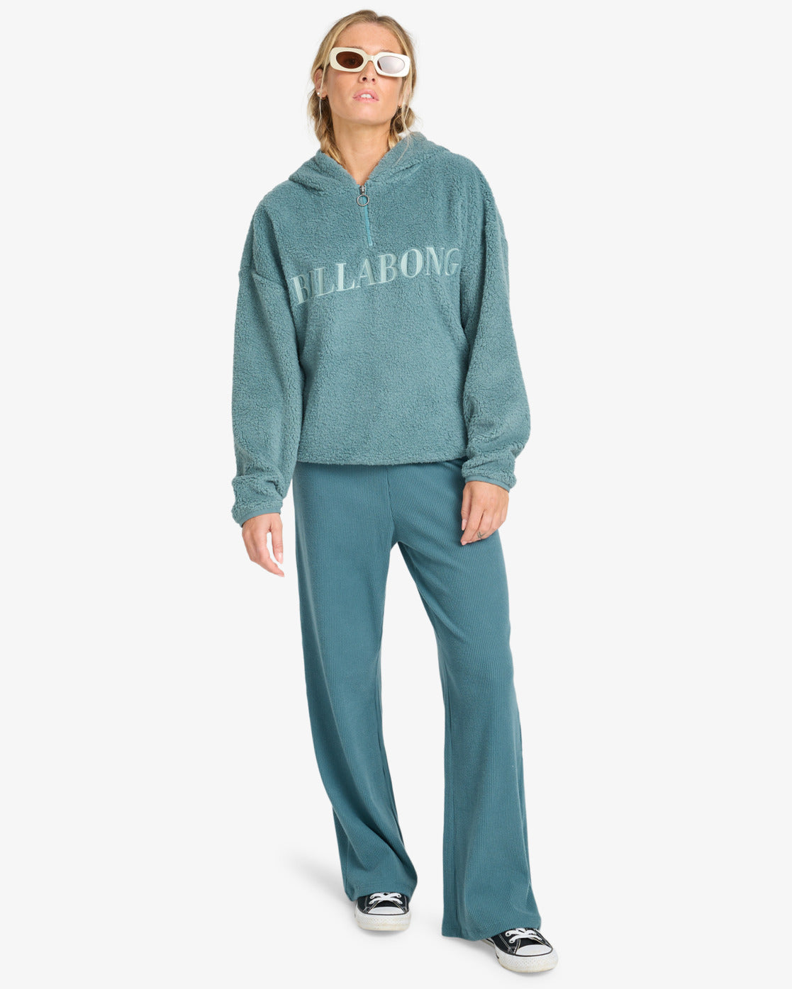 Billabong Womens Ready To Go Polar Fleece Hoodie - Slate Blue - ManGo Surfing