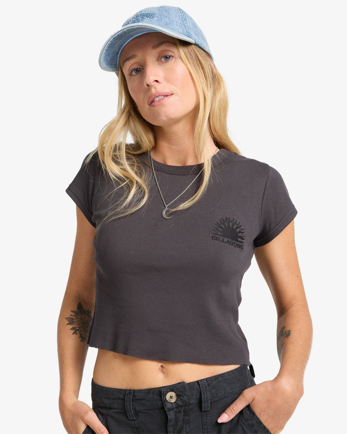 Billabong Womens Low Sun T-Shirt - Off Black - ManGo Surfing