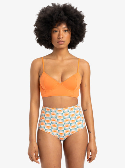 Quiksilver Womens Melly Medium Coverage Bikini Top - Coral Gold - ManGo Surfing