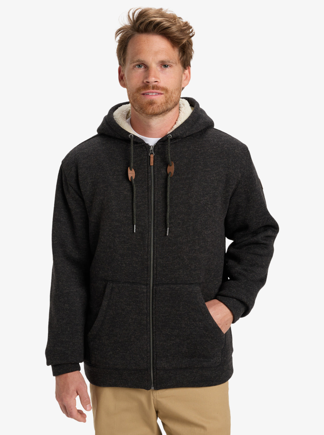 Quiksilver Mens Keller Full Zip Sherpa Hoodie - Black Heather