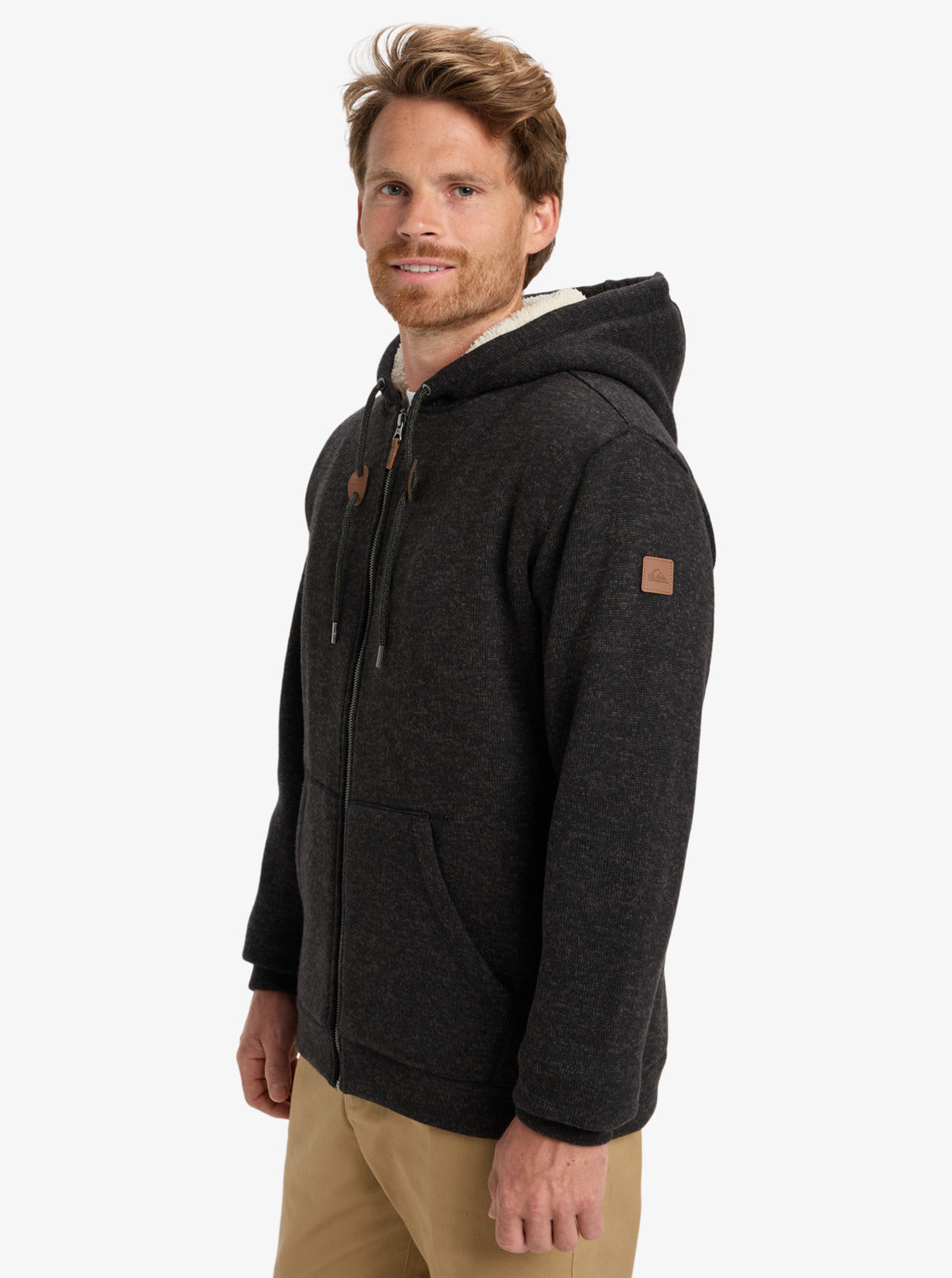 Quiksilver Mens Keller Full Zip Sherpa Hoodie - Black Heather