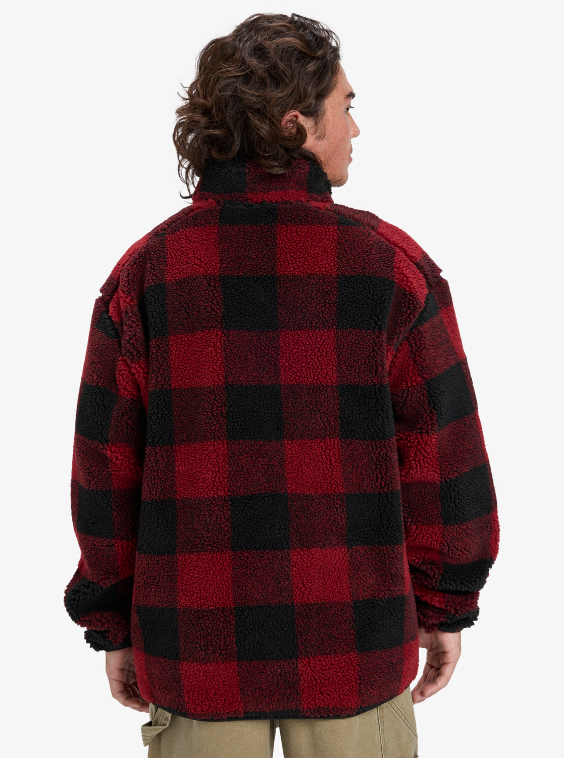 Quiksilver Mens Mercury Woodlands Half Zip Sherpa Jacket - Woodlands Biking Red