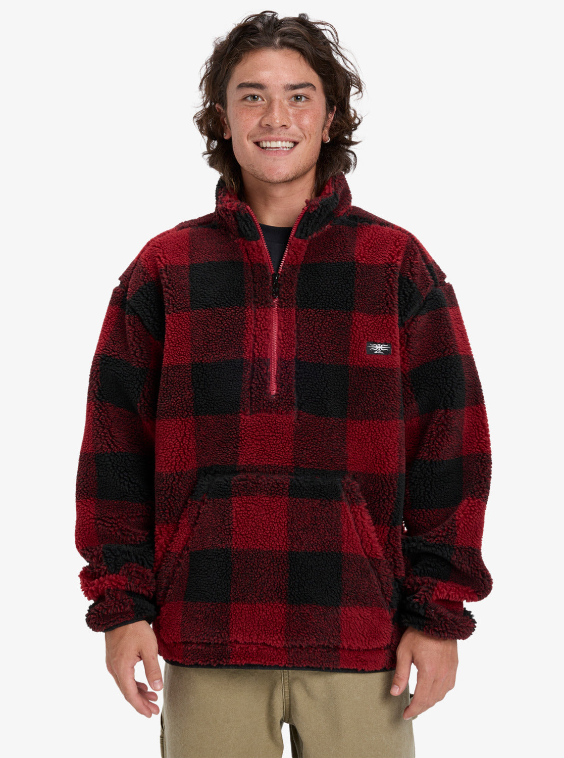 Quiksilver Mens Mercury Woodlands Half Zip Sherpa Jacket - Woodlands Biking Red