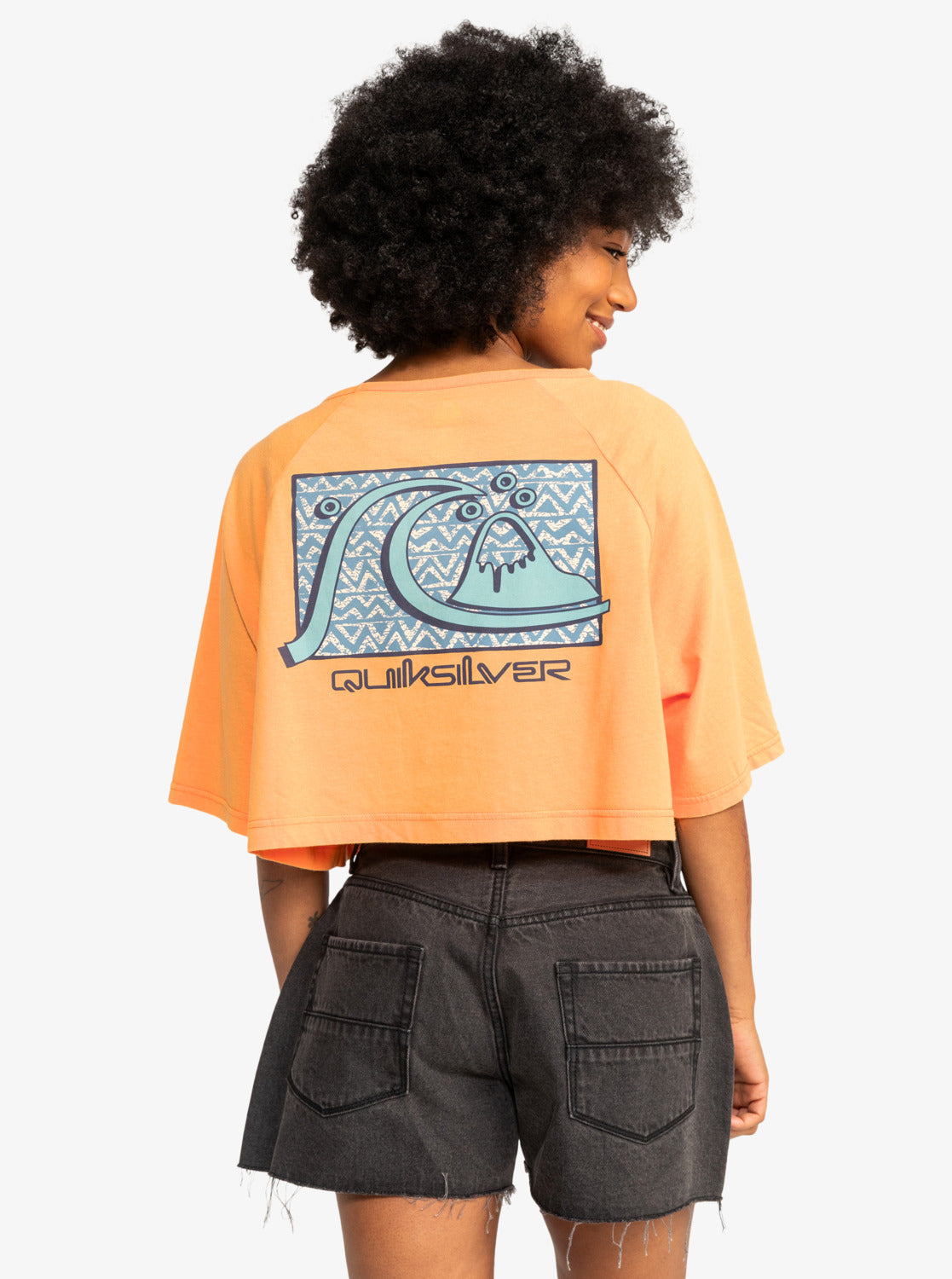 Quiksilver Womens UNI Maxi Cropped T-Shirt - Tangerine - ManGo Surfing