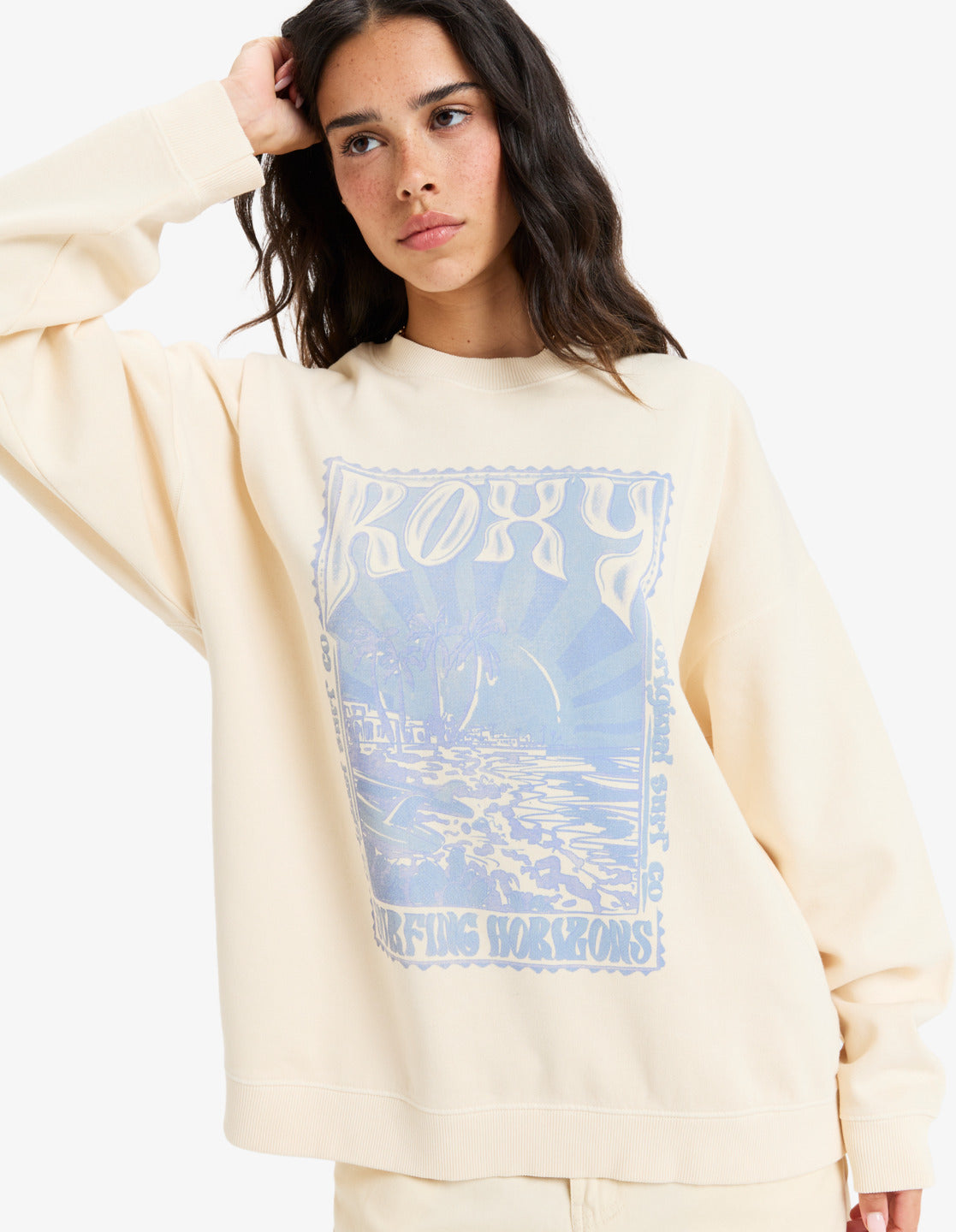 Roxy Womens Lineup Crew Neck Sweatshirt - Parchment - ManGo Surfing
