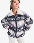 Roxy Womens Feels Like Winter Oversized Sherpa Zip Jacket - Parchment - ManGo Surfing