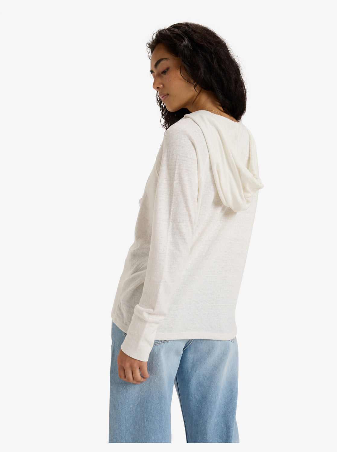 Roxy Womens Destination Surf Pullover Hoodie - Snow White - ManGo Surfing