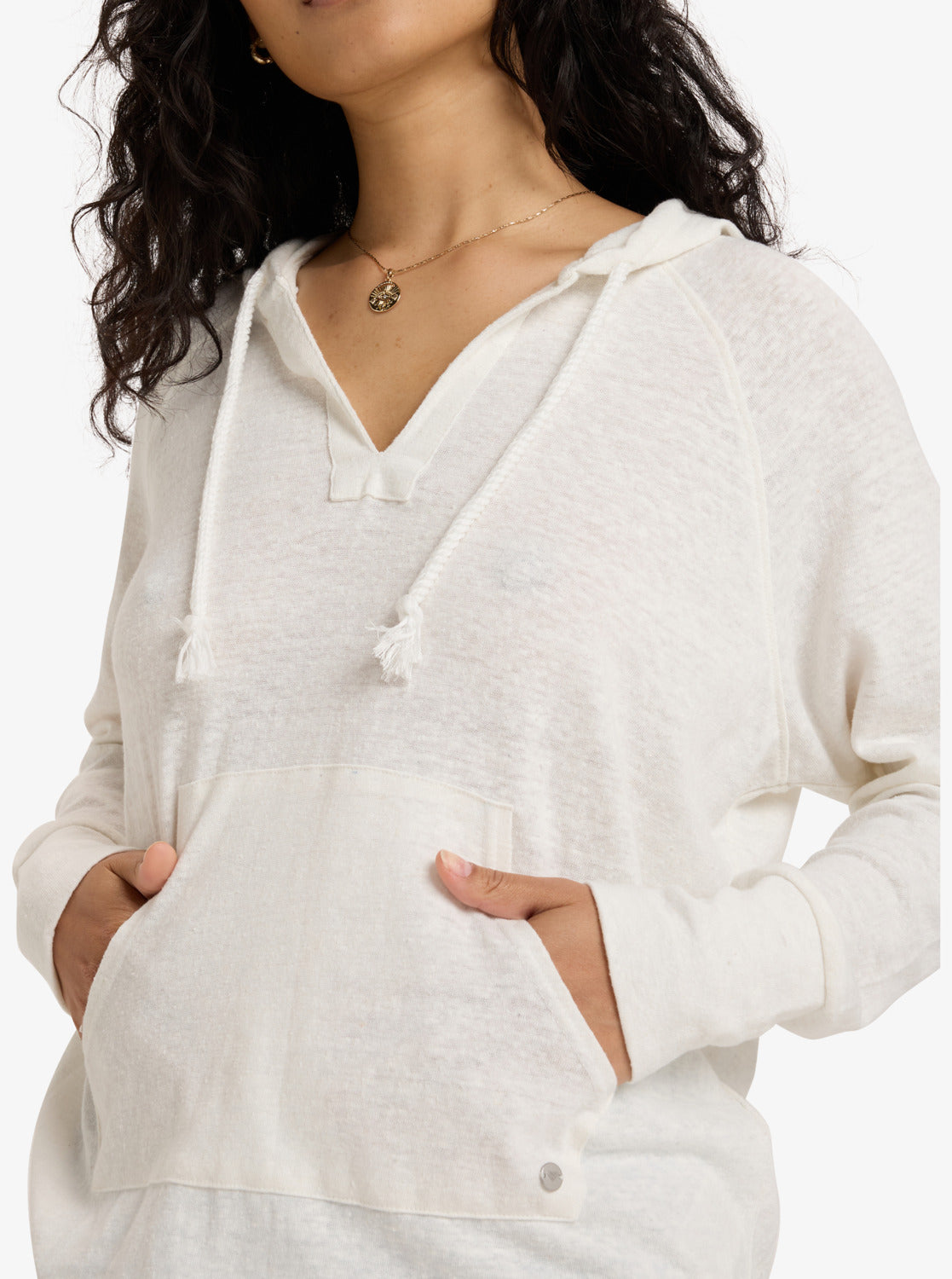 Roxy Womens Destination Surf Pullover Hoodie - Snow White - ManGo Surfing