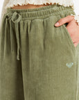 Roxy Womens Lekeitio Knit Corduroy Trousers - Oil Green - ManGo Surfing