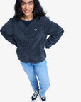 Roxy Womens Iconic Town Button Up Polar Fleece - Phantom - ManGo Surfing