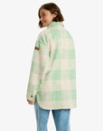 Roxy Womens Over And Above Plaid Polar Fleece Jacket - Pistachio - ManGo Surfing