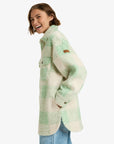 Roxy Womens Over And Above Plaid Polar Fleece Jacket - Pistachio - ManGo Surfing