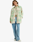 Roxy Womens Over And Above Plaid Polar Fleece Jacket - Pistachio - ManGo Surfing